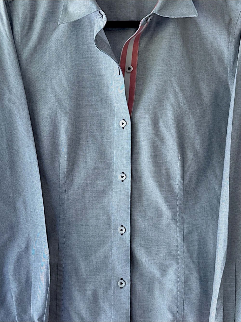 FOXCROFT NWOT BUTTON DOWN LIGHT BLUE SHIRT STRIPED CUFFS & PLACKET NO IRON | 12 - Picture 3 of 11